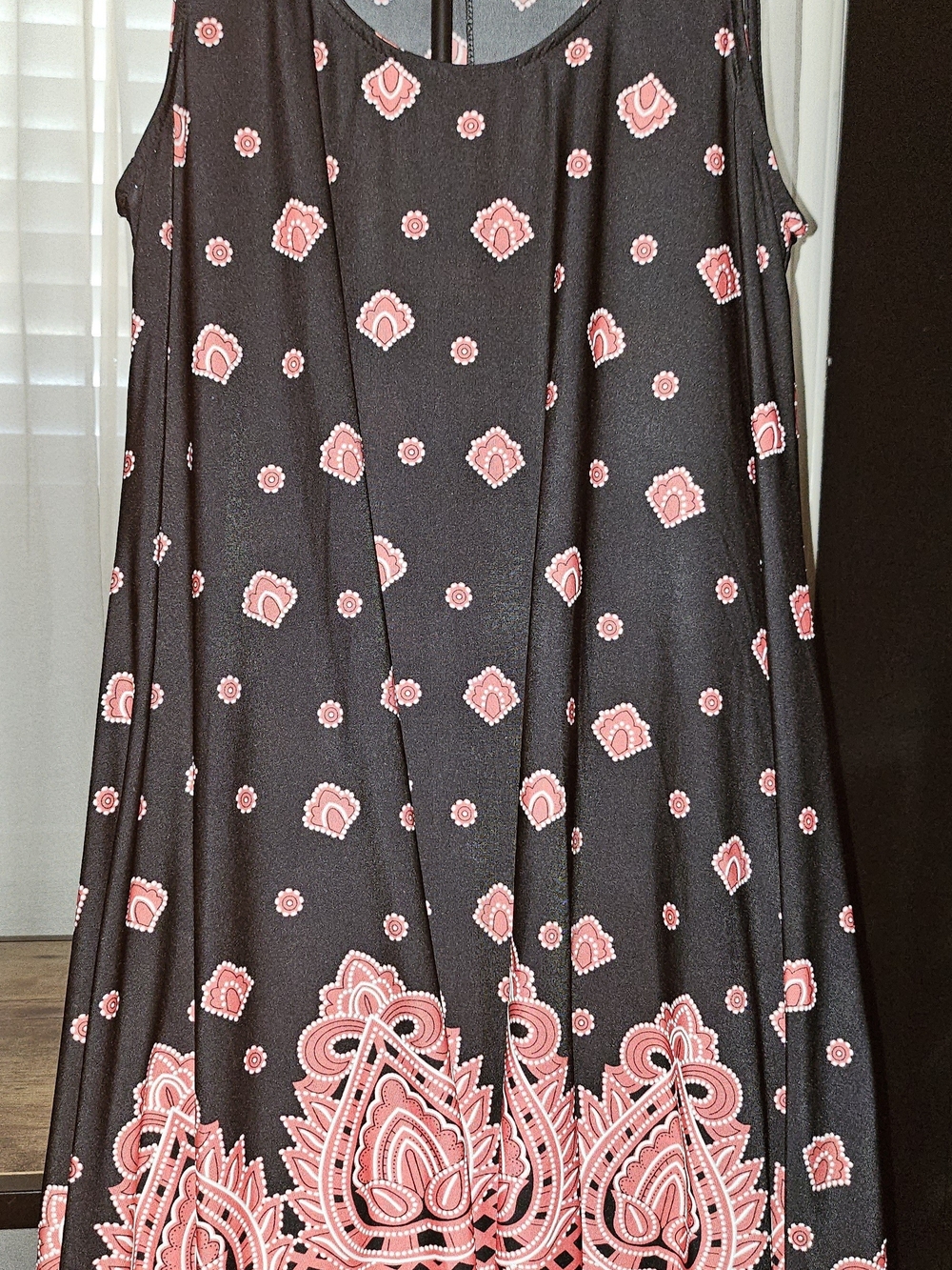 Sleevless Dress Black with Pink Paisley Border